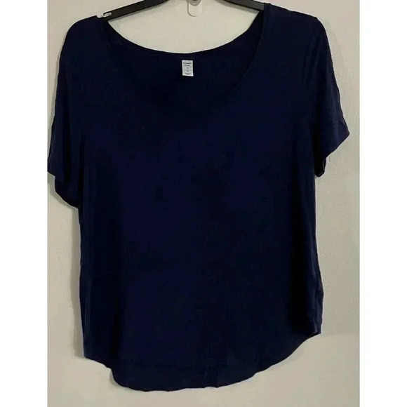 Old Navy Women’s Size L Solid Navy Blue Scoop Neck‎ Short Sleeve Top Shirt - Picture 1 of 6